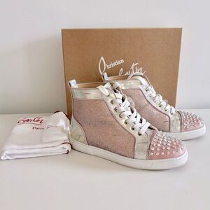 Christian Louboutin Lou Spikes Crystal High Top Sneakers